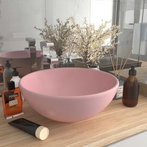 Umywalka vidaXL Okrągła umywalka łazienkowa, matowy róż, 32,5x14 cm, ceramika 1