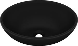 Umywalka vidaXL Umywalka ceramiczna owalna matowa czerń 40x33cm 2