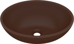 Umywalka vidaXL Umywalka owalna ciemnobrązowa matowa 40x33cm 2