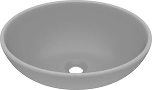 Umywalka vidaXL Umywalka owalna jasnoszara matowa 40x33cm 2