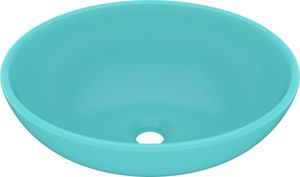 Umywalka vidaXL Luksusowa, owalna umywalka, matowa jasna zieleń, 40x33 cm 2