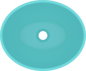 Umywalka vidaXL Luksusowa, owalna umywalka, matowa jasna zieleń, 40x33 cm 4