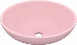 Umywalka vidaXL Umywalka ceramiczna owalna matowy róż 40x33cm 2