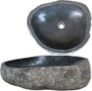 Umywalka vidaXL Umywalka z kamienia rzecznego, owalna, 46-52 cm 1