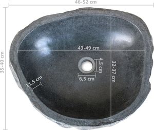 Umywalka vidaXL Umywalka z kamienia rzecznego, owalna, 46-52 cm 6