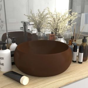 Umywalka vidaXL Luksusowa, okrągła umywalka, matowy brąz, 40x15 cm, ceramiczna 1