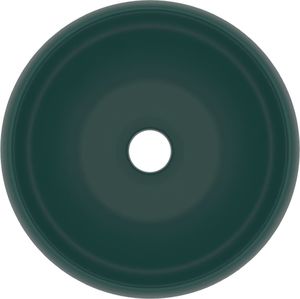 Umywalka vidaXL Luksusowa, okrągła umywalka, matowa zieleń, 40x15 cm, ceramika 3