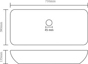 Umywalka vidaXL Umywalka prostokątna, matowy róż, 71x38 cm, ceramiczna 6
