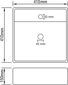 Umywalka vidaXL Kwadratowa umywalka z przelewem, matowa jasnozielona, 41x41 cm 7