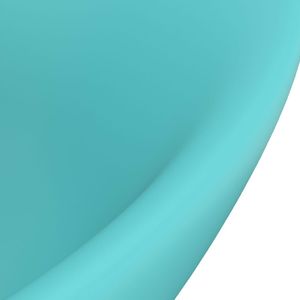 Umywalka vidaXL Owalna umywalka z przelewem, matowa jasna zieleń, 58,5x39 cm 5