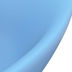 Umywalka vidaXL Owalna umywalka z przelewem, matowy błękit, 58,5x39cm, ceramika 5