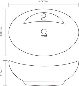 Umywalka vidaXL Owalna umywalka z przelewem, matowy błękit, 58,5x39cm, ceramika 7