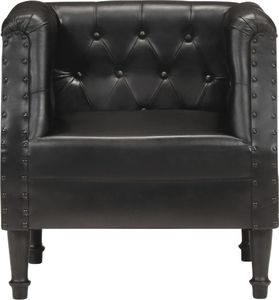 vidaXL Fotel, czarny, skóra naturalna 4