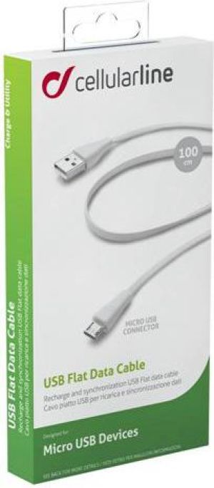Kabel USB Cellular Line USB-A - 1.1 m Biały (CUSBDATACMICROUSBW) 2