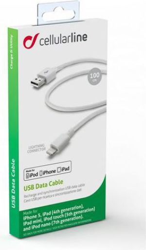 Kabel USB Cellular Line USB-A - 1 m Biały (CUSBDATACMFIIPH5W) 2