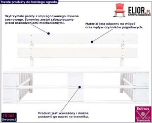 Elior Biała ławka ogrodowa z palet - Bradley 2X 2