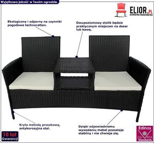 Elior Ławka ogrodowa ze stolikiem Talorn - czarna 3