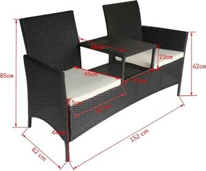 Elior Ławka ogrodowa ze stolikiem Talorn - czarna 6