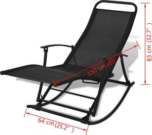 Elior Metalowe bujane krzesło ogrodowe Benta - czarne 9