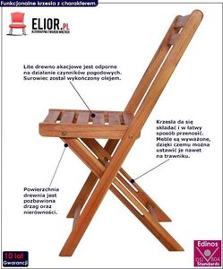 Elior Zestaw drewnianych krzeseł ogrodowych Emert - brązowy 2