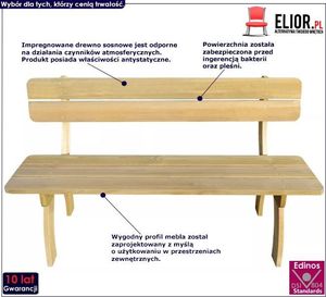 Elior Drewniana ławka ogrodowa Abder - brązowa 2