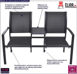 Elior Metalowa ławka ogrodowa Lemi - czarna 2