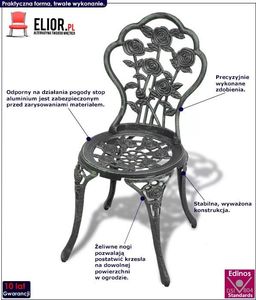 Elior Zestaw metalowych krzeseł ogrodowych Mesa - zielony 2