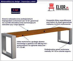 Elior Ławka bez oparcia Norin 3X Gray 150cm - 8 kolorów Dąb 2