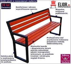 Elior Ławka parkowa Gloria z podłokietnikami 180cm - 84 kolory Mahoń 2