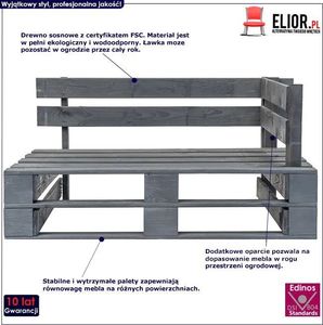 Elior Ławka ogrodowa z palet Canther 2X - szara 6