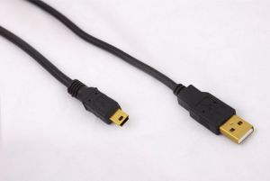 Kabel USB TreQ 2.0 A-mini USB 5 pin 1,8m, czarny GOLD (TQC4418) 1