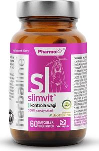 Pharmovit Slimvit Herballine 60 Kaps. Pharmovit Kontrola Wagi Czarny Pieprz Bioperine Garcinia Cambogia Gurmar Gorzka Pomarańcza Kelp 1