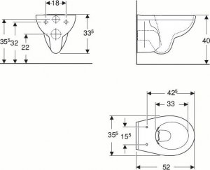 Miska WC Koło REKORD MISKA WISZ.RIMFREE35,5X52CM,BI 6