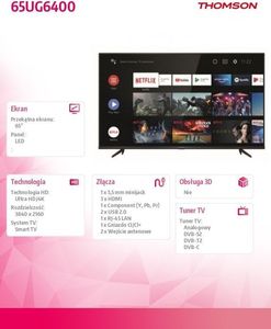Telewizor Thomson 65UG6400 LED 65'' 4K Ultra HD Android 3