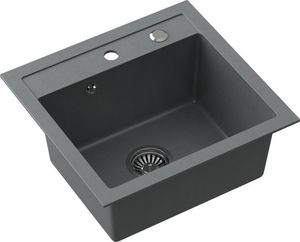 Zlewozmywak Steiner JOHNNY 110 Steingran granitowy szary 1-komorowy b/o (50x47x18,5), z syfonem i zaślepką stal szlachetna 2