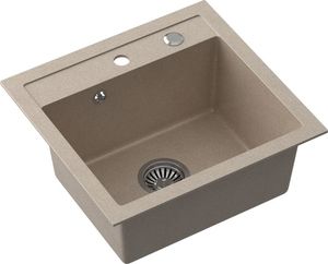 Zlewozmywak Steiner JOHNNY 110 Steingran granitowy beżowy 1-komorowy b/o (50x47x18,5), z syfonem i zaślepką stal szlachetna 2