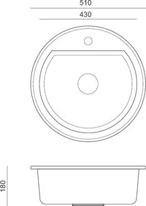 Zlewozmywak Steiner CUBA 210 Steingran granitowy szary 1 komorowy b/o (fi.51x18) z odpływem 3