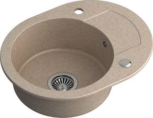Zlewozmywak Steiner CUBA 216 Steingran  granitowy beżowy 1 komorowy z/o (58x46x17,5) z zaślepką i odpływem 2