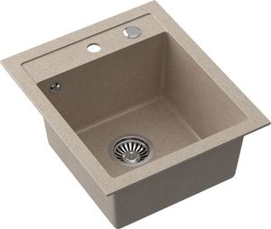 Zlewozmywak Steiner JOHNNY 100 Steingran  granitowy beżowy 1-komorowy z/o (43x50x20), z syfonem i zaślepką stal szlachetna 2