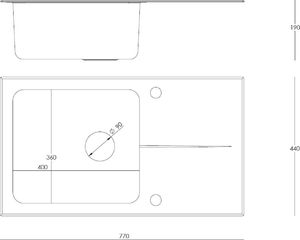 Zlewozmywak Steiner Hugh 111 komora stalowa z białym blatem szklanym + bateria 4