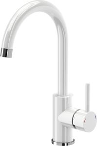 Zlewozmywak Steiner Hugh 111 komora stalowa z białym blatem szklanym + bateria 5