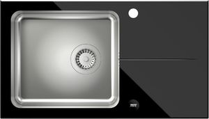 Zlewozmywak Steiner Hugh 111 komora stalowa z czarnym blatem szklanym + bateria 2