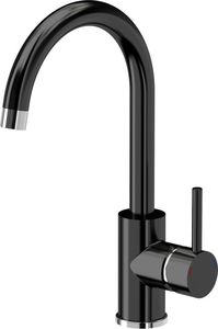 Zlewozmywak Steiner Hugh 111 komora stalowa z czarnym blatem szklanym + bateria 5