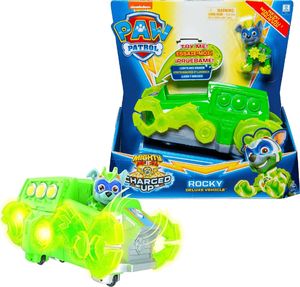 Figurka Spin Master Psi Patrol Mighty Pups Kosmopieski - Rocky + pojazd Deluxe (6055753) 1