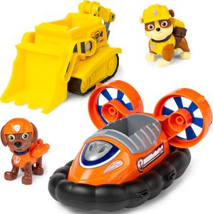Figurka Spin Master Psi Patrol - Zuma i Rubble + pojazdy poduszkowiec i buldożer (20114326) 1