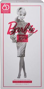 Mattel Lalka Barbie Kolekcjonerka różowa 60-lecie ze stojakiem uniwersalny 4