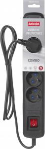 Listwa zasilająca Activejet Combo przeciwprzepięciowa 5 gniazd 3 m czarna (ACP-5GN 3M CZ                  ) 3