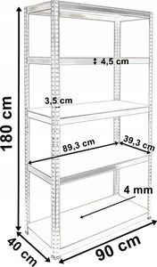 Topeshop Regał magazynowy metalowy G9040 MDF 175kg 8