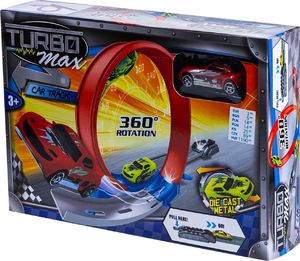 Pepco mała wyrzutnia z pętlą i jednym autkiem metalowym autko czerwone 2