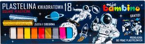 Pepco Plastelina 18 kol. MOJE BAMBINO kwadratowa ( 2 kol brokat)+ podkładka do prac plastycznych z astronauta 1